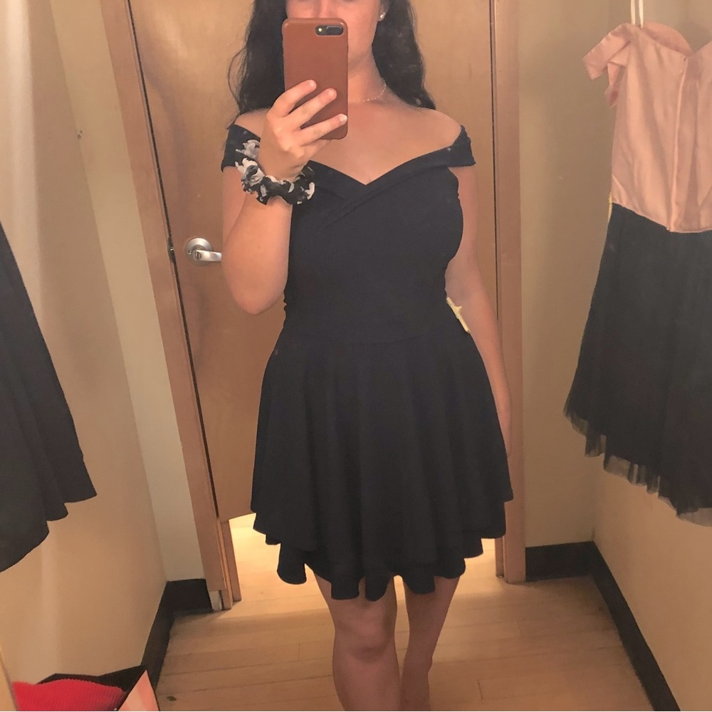Windsor Short Navy Swing Flare Dress